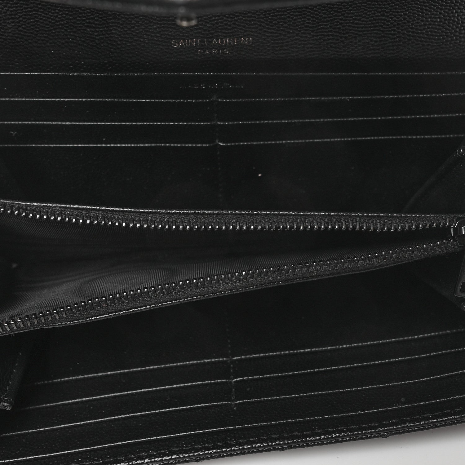 Saint Laurent Grain De Poudre Matelasse Chevron Monogram Flap Wallet Black 5 of 10