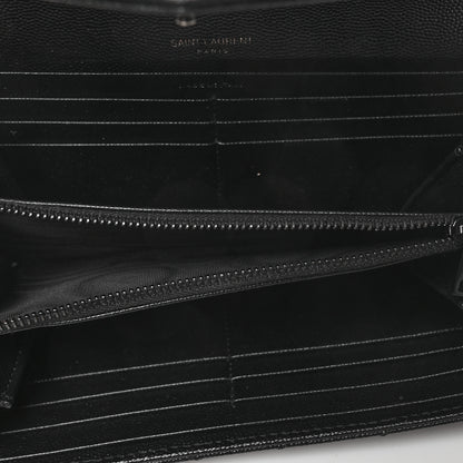 Saint Laurent Grain De Poudre Matelasse Chevron Monogram Flap Wallet Black 5 of 10