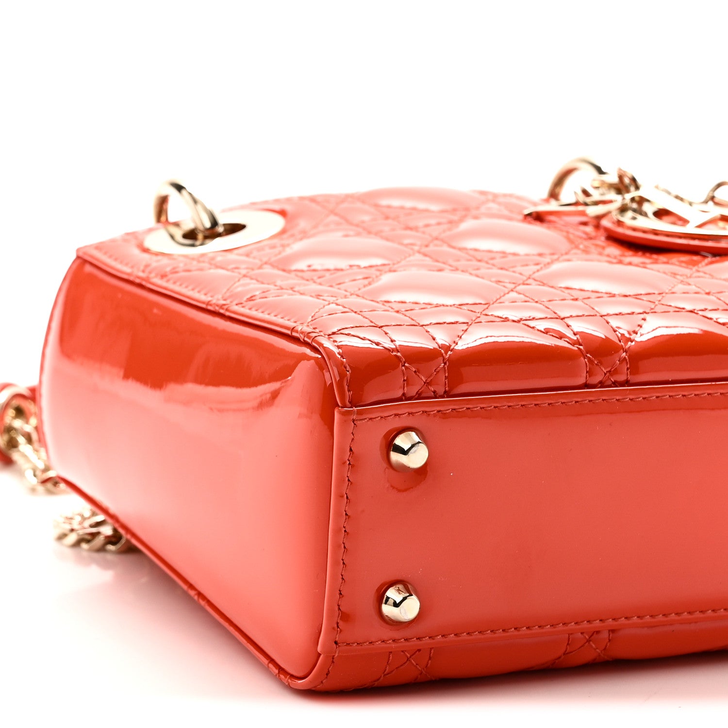 Christian Dior Patent Cannage Mini Lady Dior Orange 9 of 10