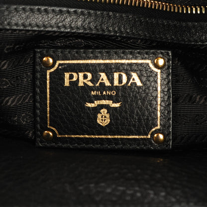 Prada Vitello Daino Pushlock Tote Black 6 of 9