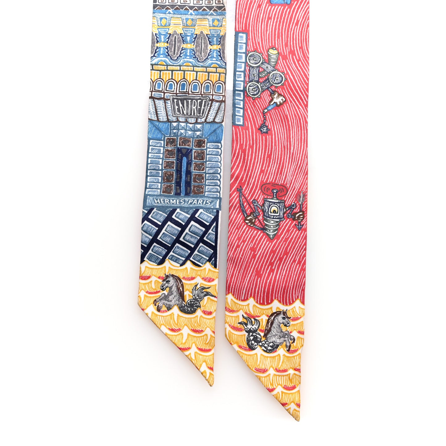 Silk Super Silk Quest Twilly Bleu Beige Dore Brun