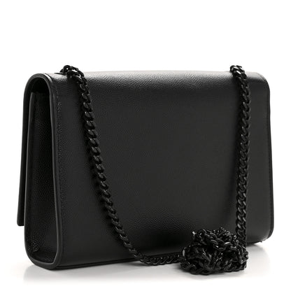 Saint Laurent Grain De Poudre Small Monogram Monochrome Kate Satchel Black 3 of 13