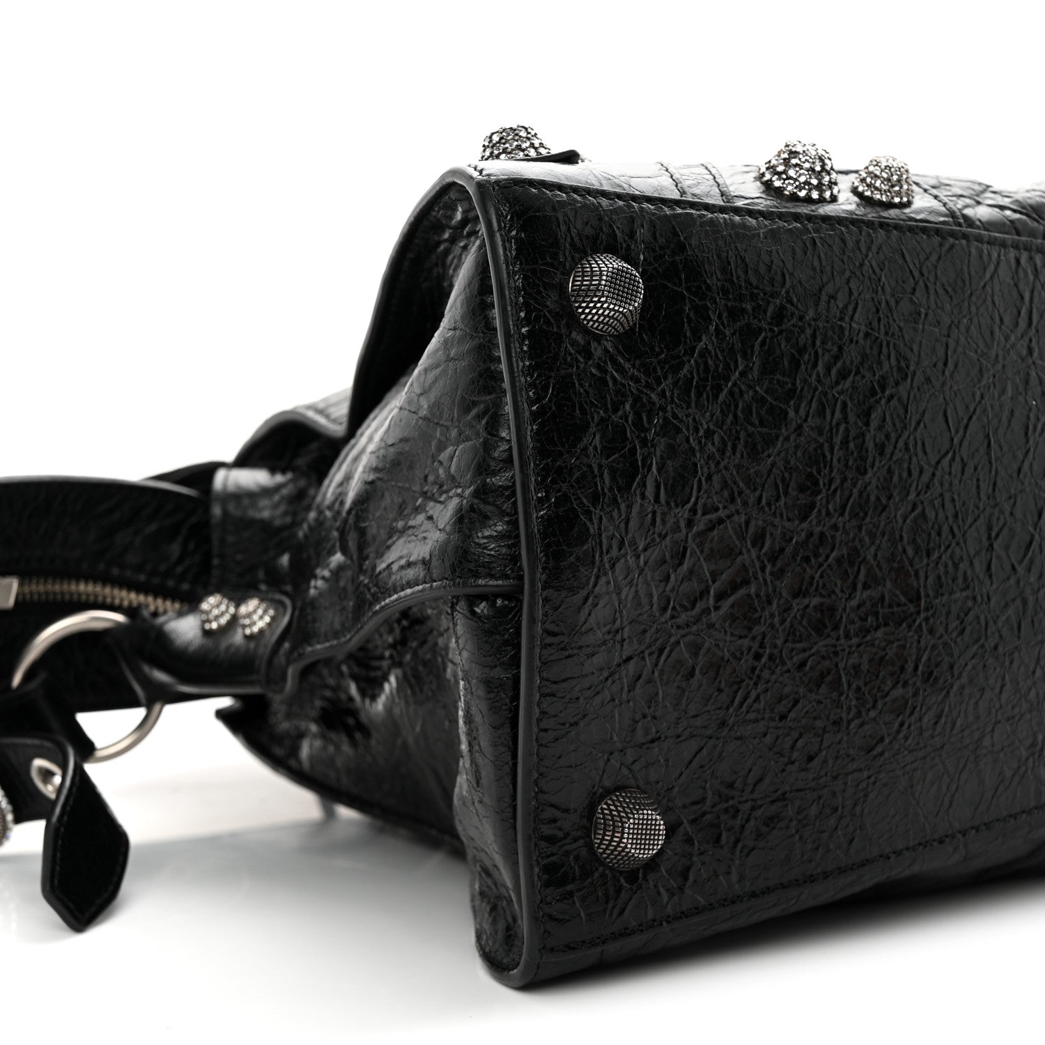Balenciaga Agneau Arena Crystal Neo Cagole City Handbag Black 10 of 11