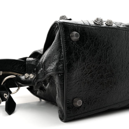 Balenciaga Agneau Arena Crystal Neo Cagole City Handbag Black 10 of 11