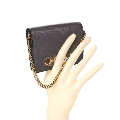 Gucci Grainy Calfskin Zumi Chain Card Case Wallet Dusty Grey 2 of 10