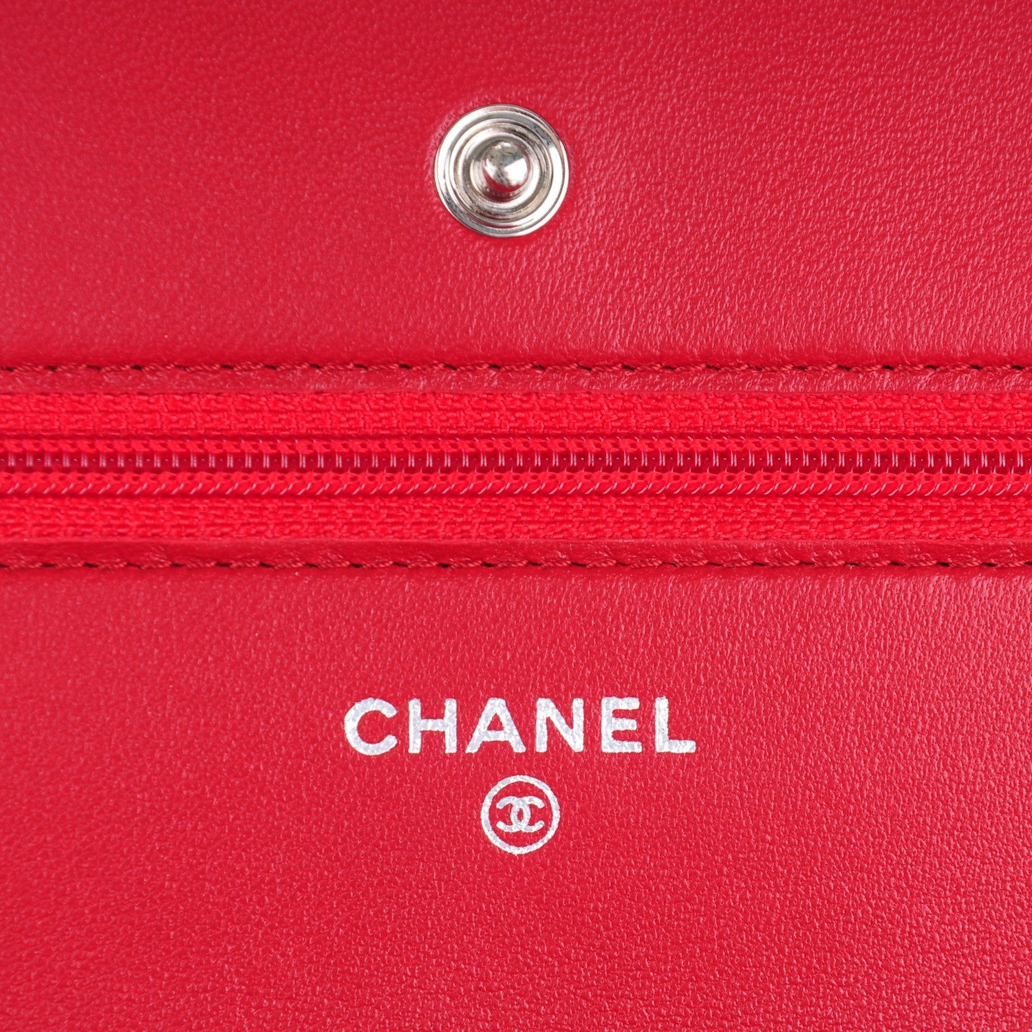 Chanel Lambskin Quilted Wallet On Chain WOC Red 6 of 7