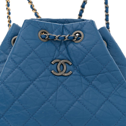 Chanel Aged Calfskin Quilted Gabrielle Backpack Blue 8 of 10