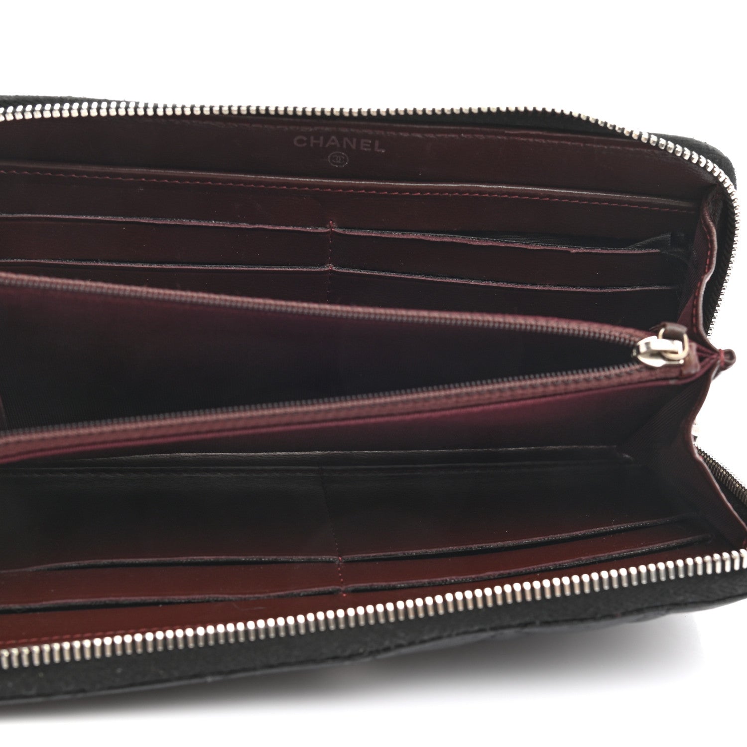 Chanel Lambskin Quilted Large Gusset Zip Around Wallet Black 5 of 13