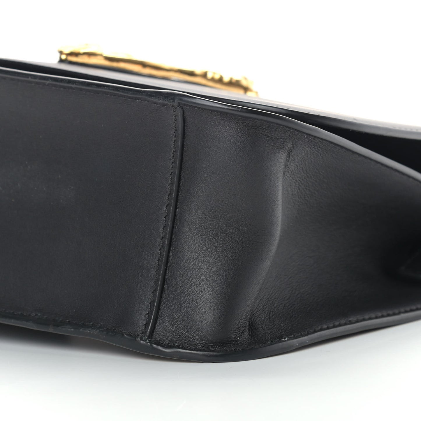 Vitello Barocco Virtus Top Handle Shoulder Bag Black