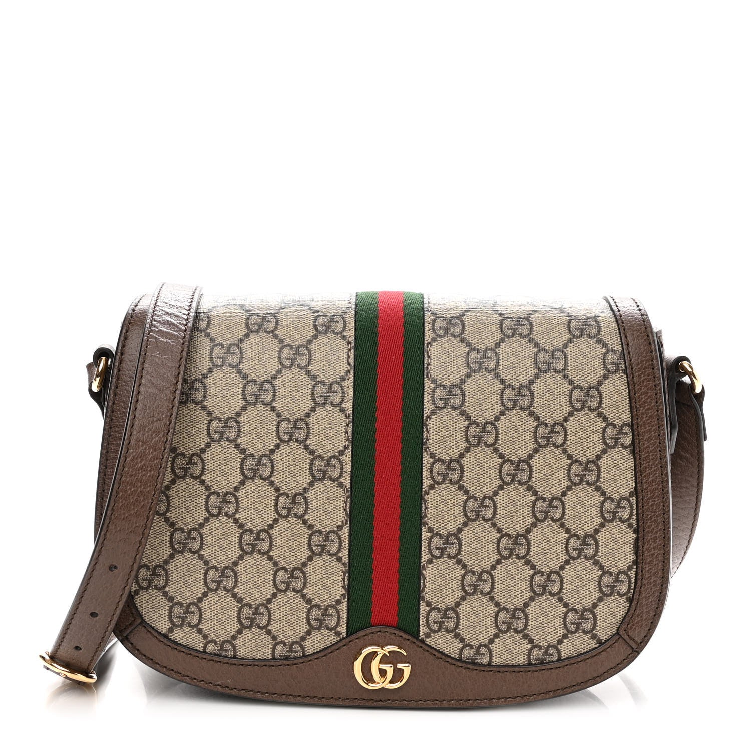 Gucci GG Supreme Monogram Web Small Ophidia Flap Messenger Bag Brown 1 of 10