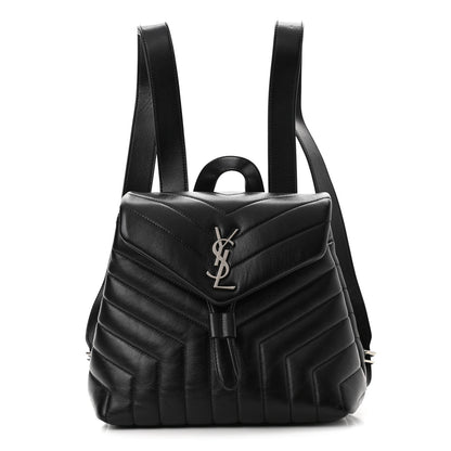 Saint Laurent Calfskin Y Quilted Monogram Small Loulou Backpack Black 1 of 10