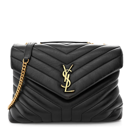 Saint Laurent Calfskin Y Quilted Monogram Medium Loulou Chain Satchel Black 1 of 11