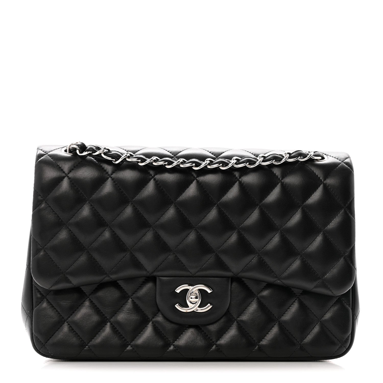 Chanel Lambskin Quilted Jumbo Double Flap Black 1 of 14