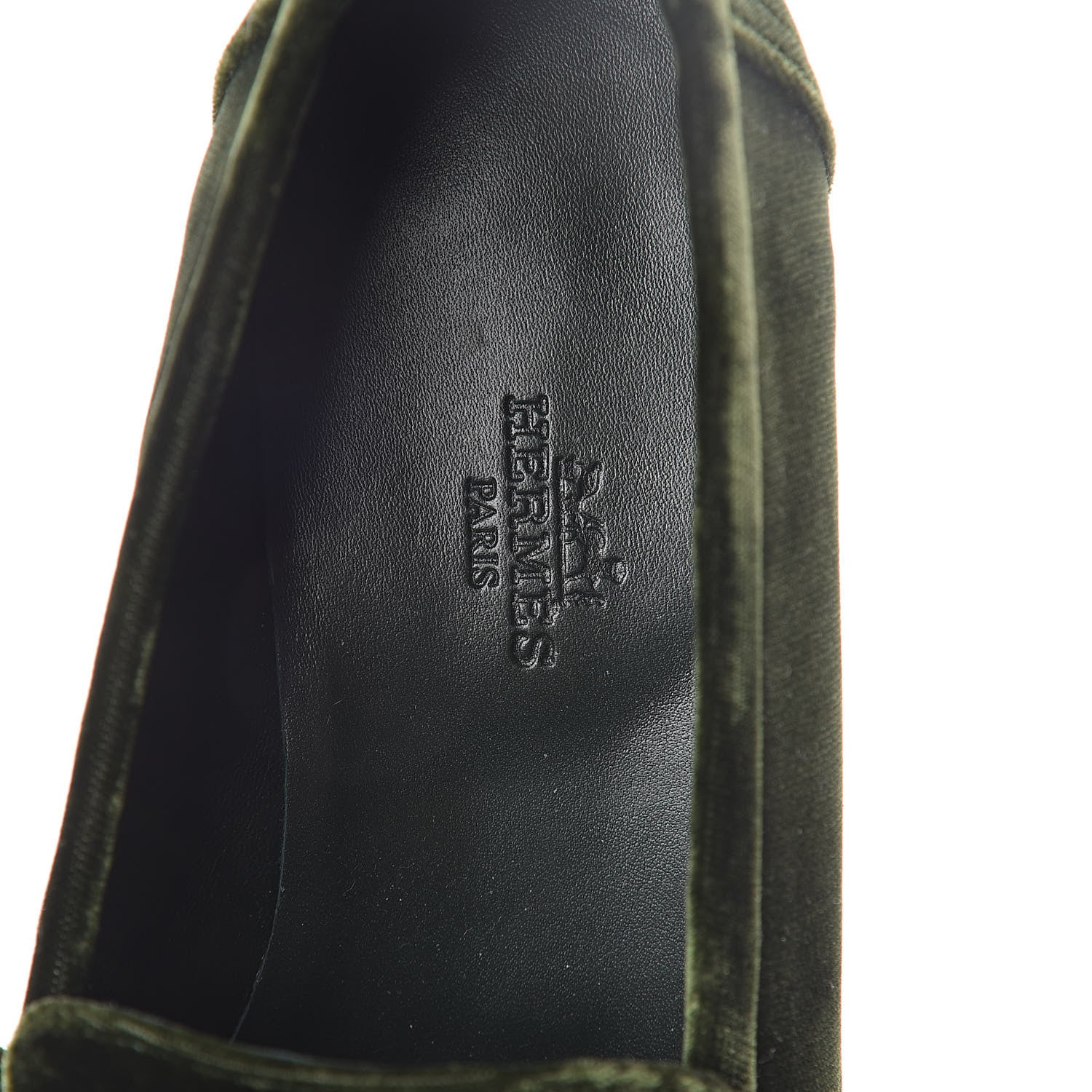 Hermes Velvet Womens Paris Loafers 39 Vert 5 of 7