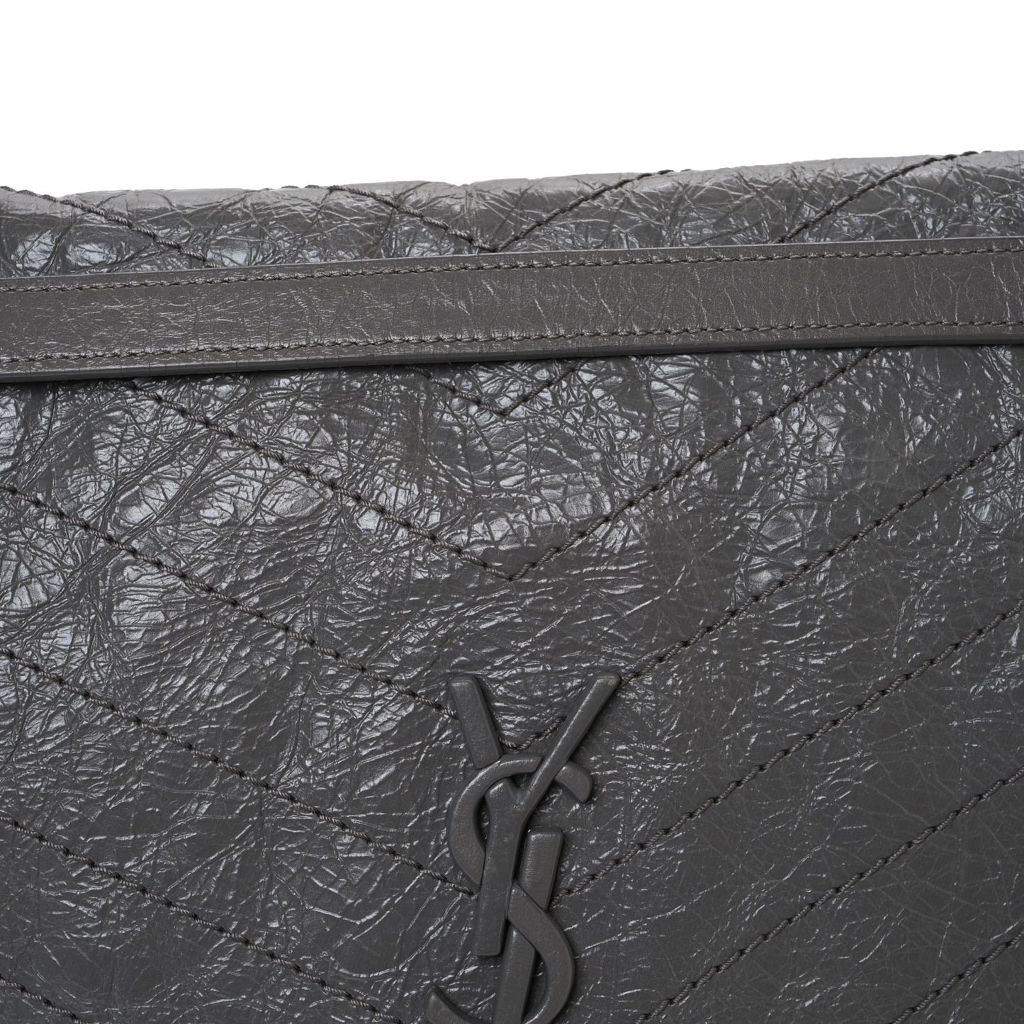 Crinkled Calfskin Matelasse Monogram Large Niki Chain Satchel Fog