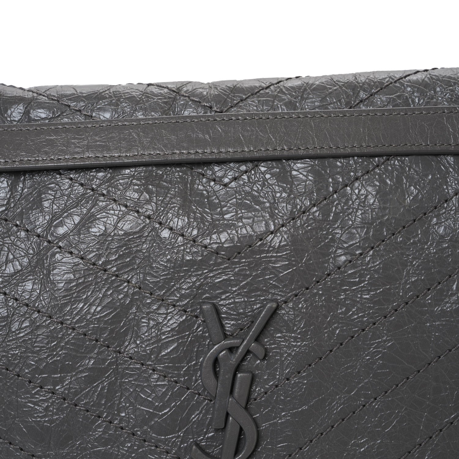 Saint Laurent Crinkled Calfskin Matelasse Monogram Large Niki Chain Satchel Fog 8 of 13