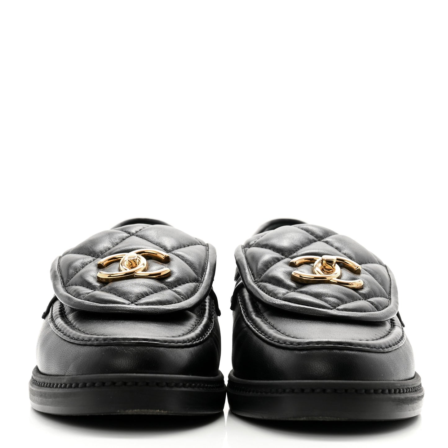 Lambskin Quilted CC Turnlock Loafers 37.5 Black