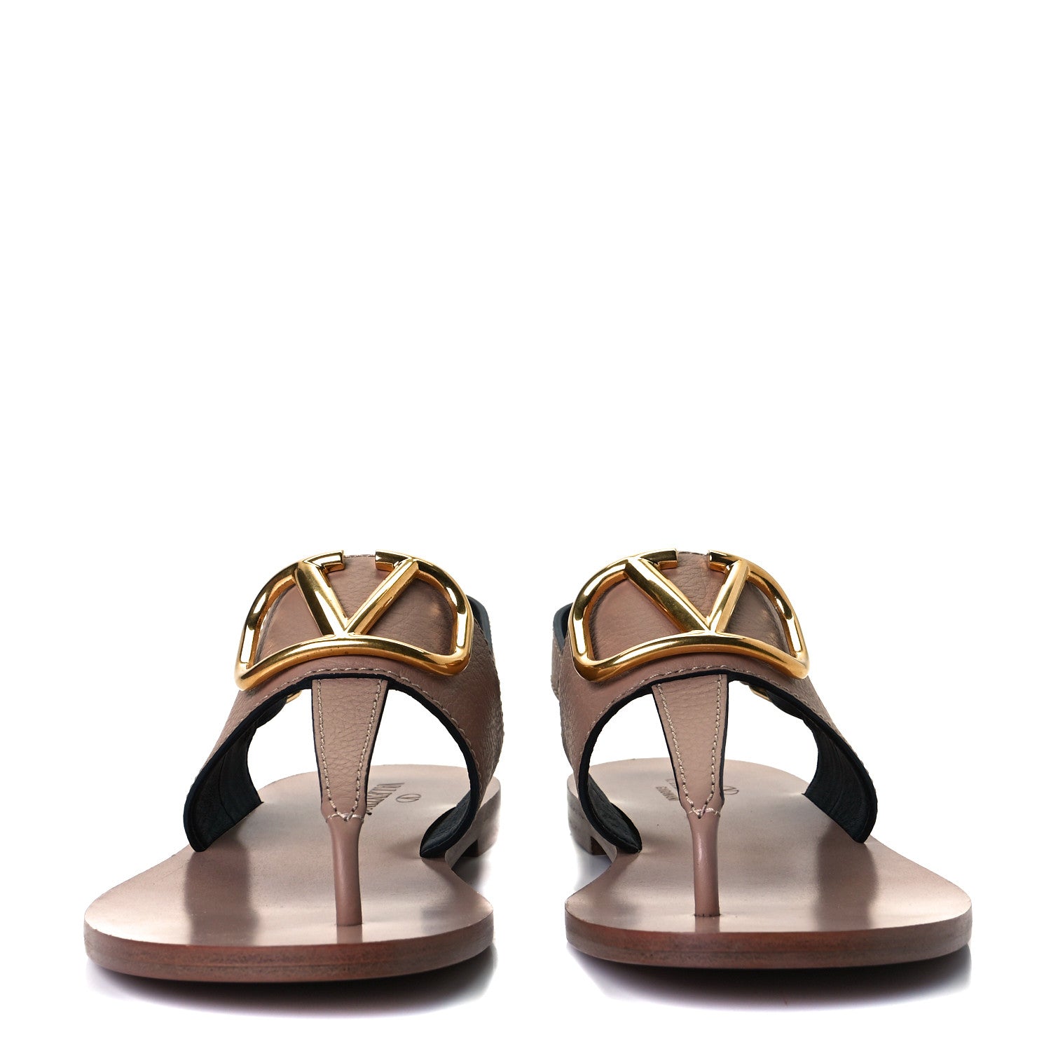 Valentino Garavani Grainy Cowhide Vlogo Slingback Flat Thong Sandals 37.5 Rose Cannelle 3 of 10