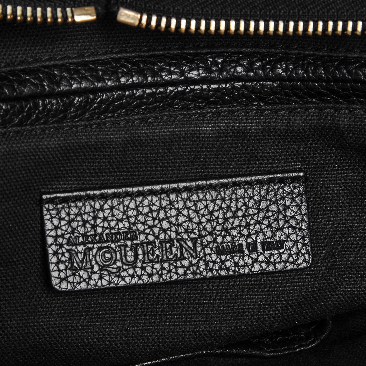 Alexander McQueen Pebbled Calfskin Large Skull Padlock Zip Around Tote Black 6 of 8