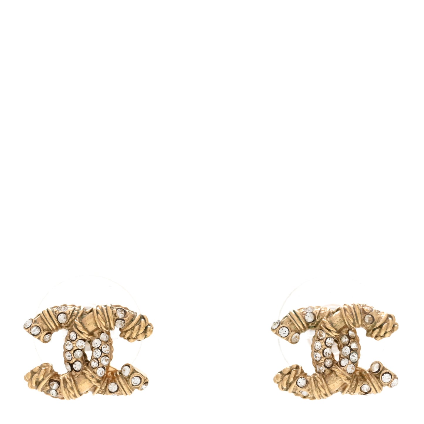 Crystal Mini Twist CC Earrings Gold