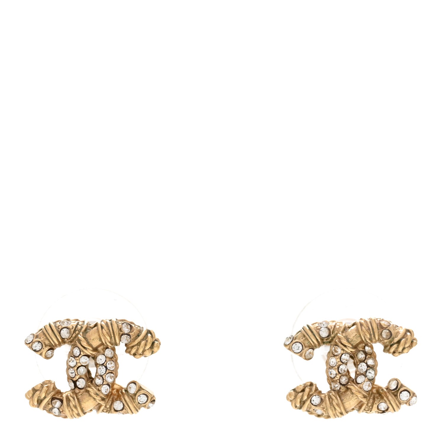 Chanel Crystal Mini Twist CC Earrings Gold 1 of 5