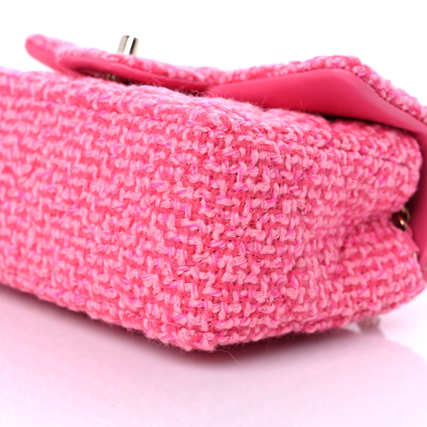 Chanel Wool Tweed Quilted Mini Rectangular Flap Dark Pink Fuchsia 8 of 10