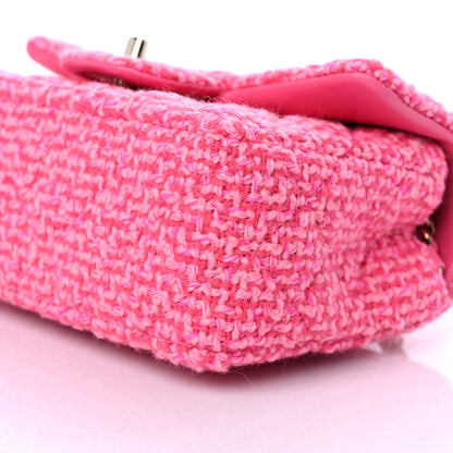 Chanel Wool Tweed Quilted Mini Rectangular Flap Dark Pink Fuchsia 8 of 10