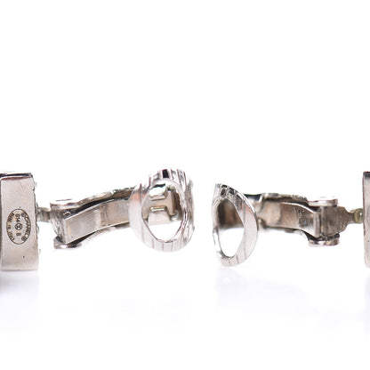 Chanel Crystal CC Hoop Clip On Earrings Silver 4 of 7