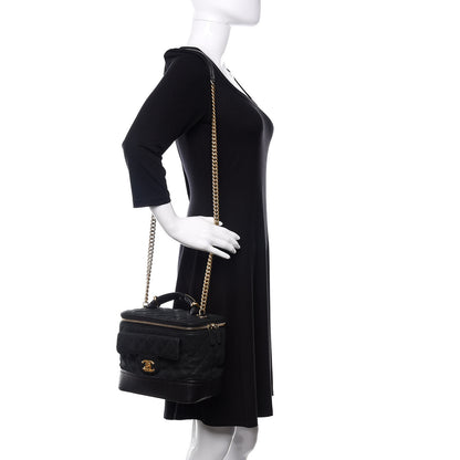 Chanel Iridescent Grained Calfskin Quilted Globe Trotter Vanity Case Black 2 of 11