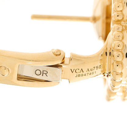 Van Cleef & Arpels 18K Yellow Gold Mother of Pearl Vintage Alhambra Earrings 4 of 5