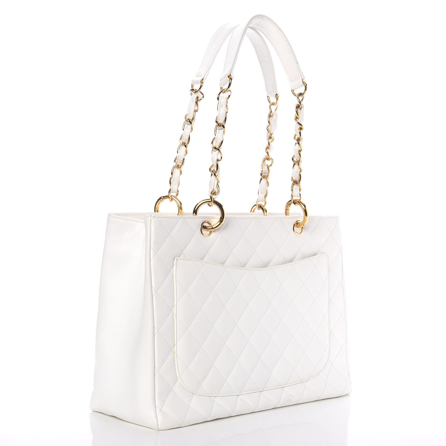 Chanel Caviar Quilted Grand Shopping Tote GST White 3 of 7