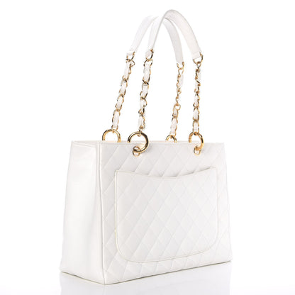 Chanel Caviar Quilted Grand Shopping Tote GST White 3 of 7