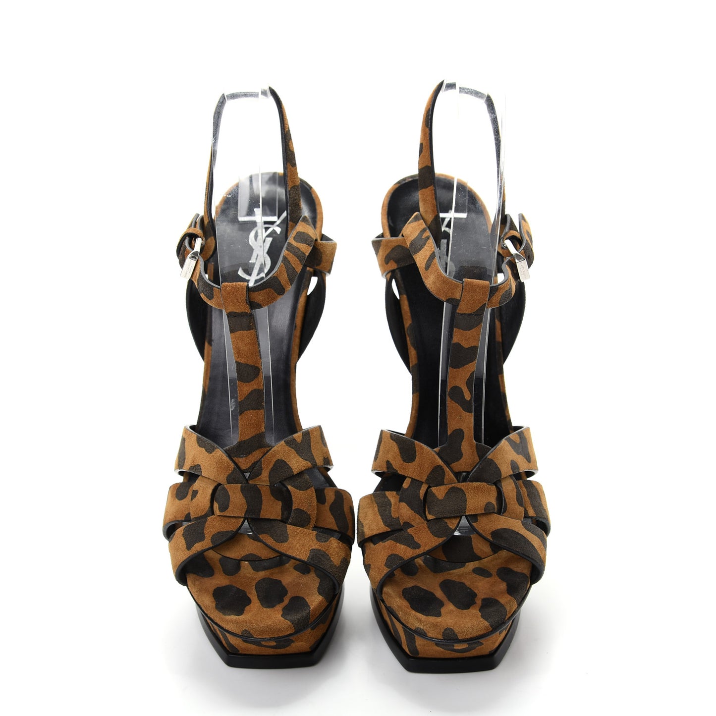 Suede Leopard Print Tribute 105 Platform Sandals 40 Brown