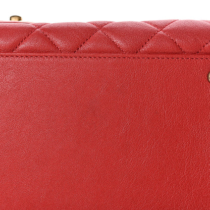 Chanel Shiny Sheepskin Quilted Large Trapezio Flap Red 12 of 15