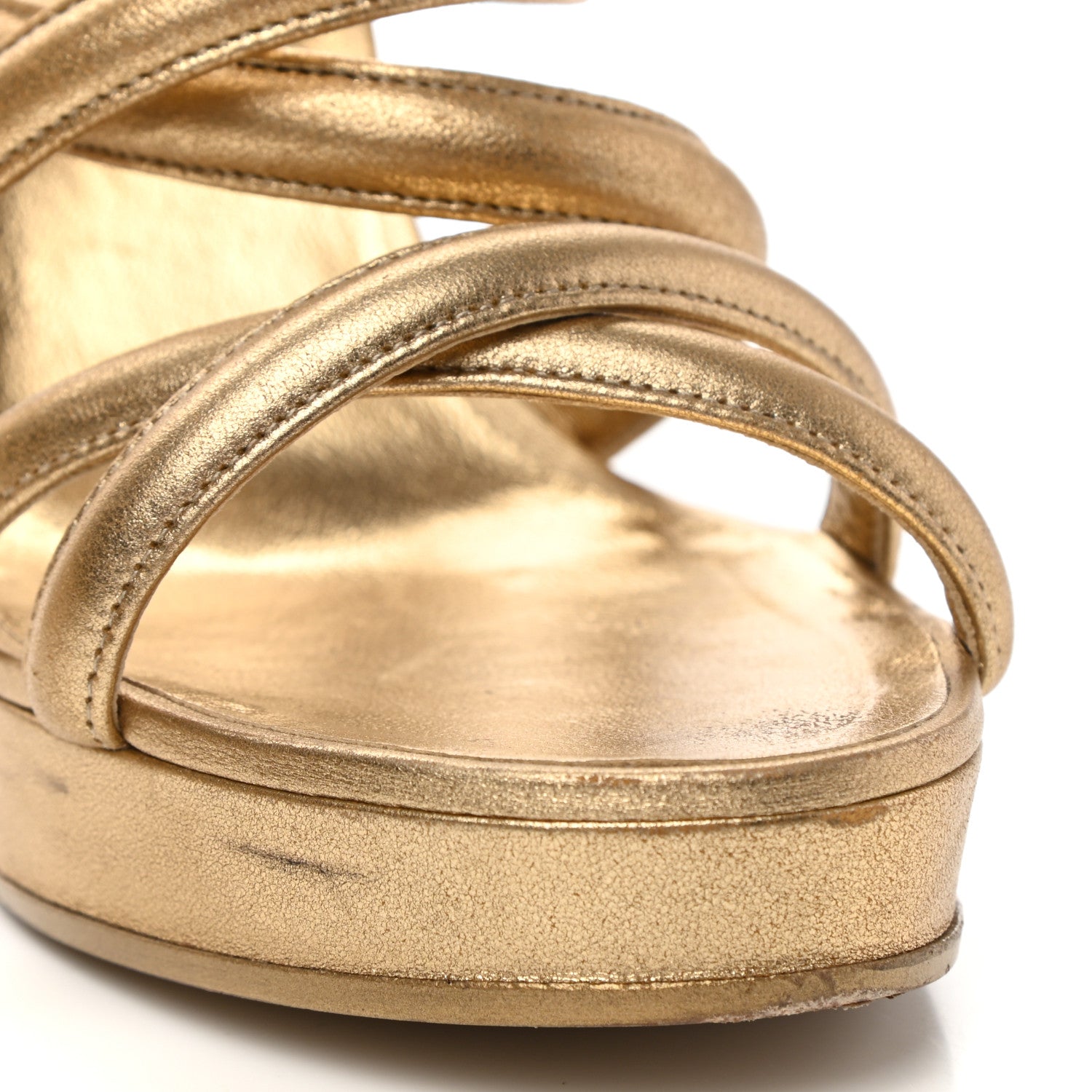 Chanel Laminated Lambskin Gladiator Sandals 37 Gold 13 of 15