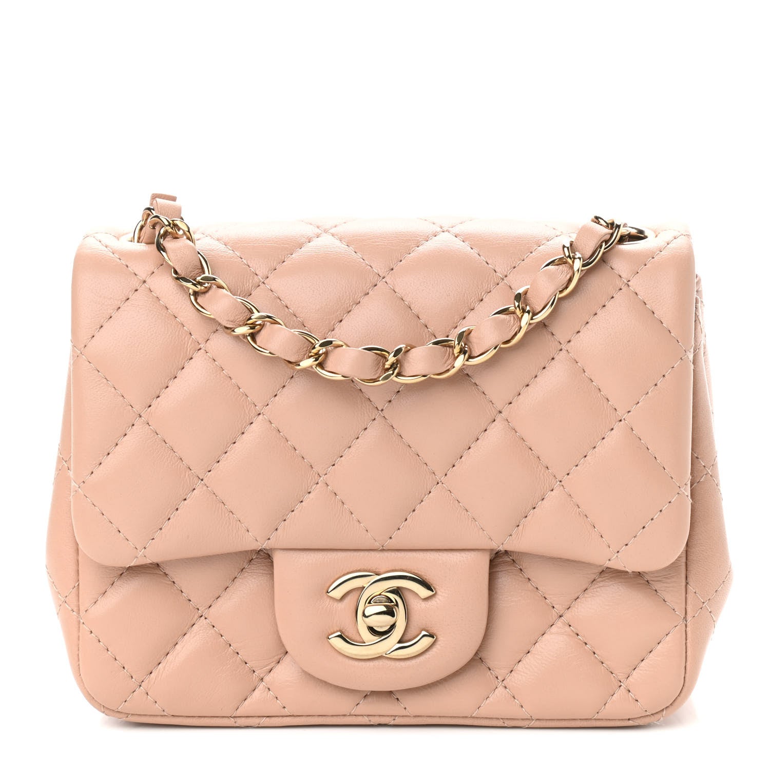 Chanel Lambskin Quilted Mini Square Flap Beige 1 of 8