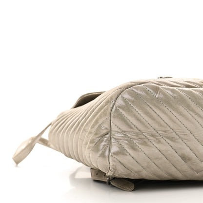 Chanel Iridescent Calfskin Chevron Quilted Large Urban Spirit Backpack Silver 9 of 10