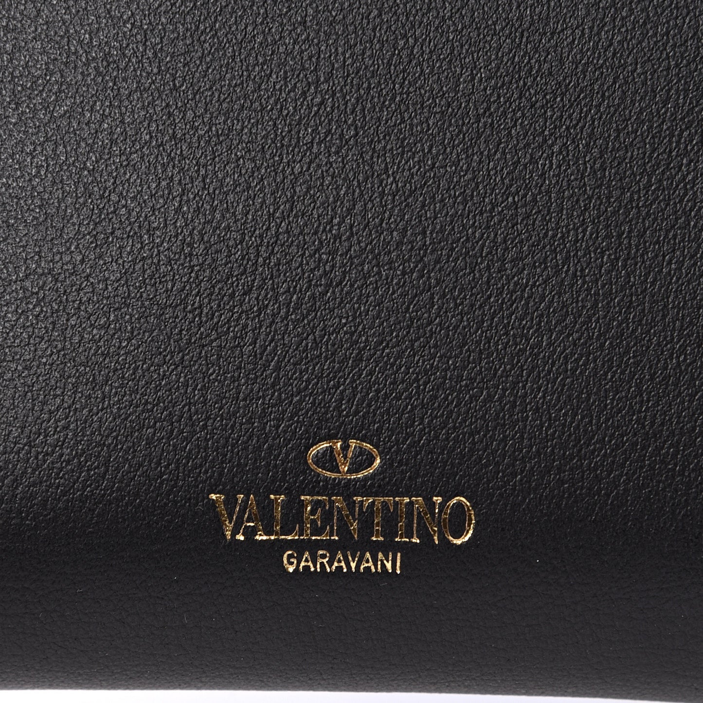 Calfskin Rockstud Compact Bi-Fold Wallet Black
