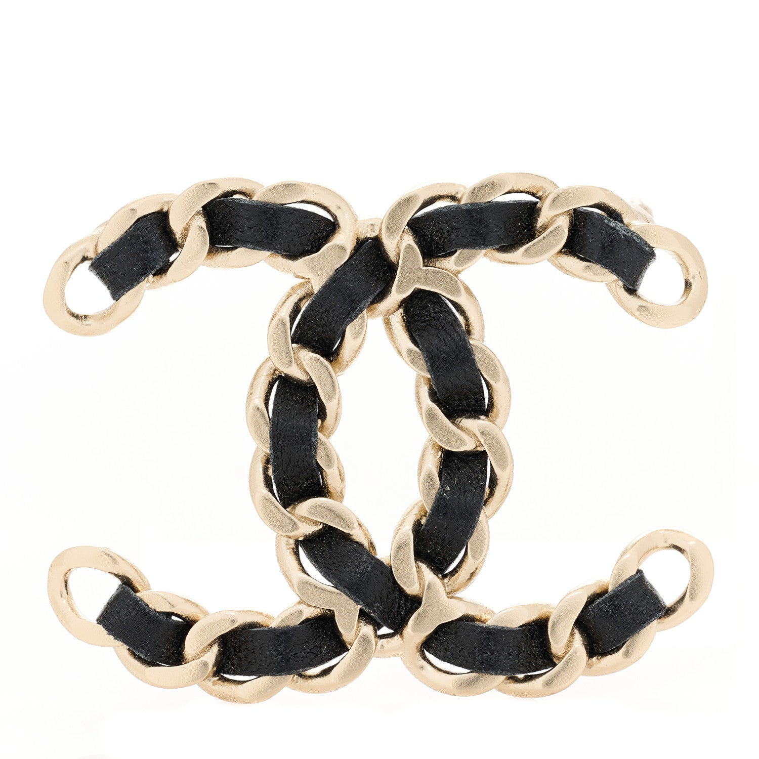 Chanel Lambskin Chain CC Brooch Black Gold 1 of 3