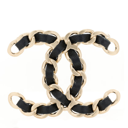 Chanel Lambskin Chain CC Brooch Black Gold 1 of 3
