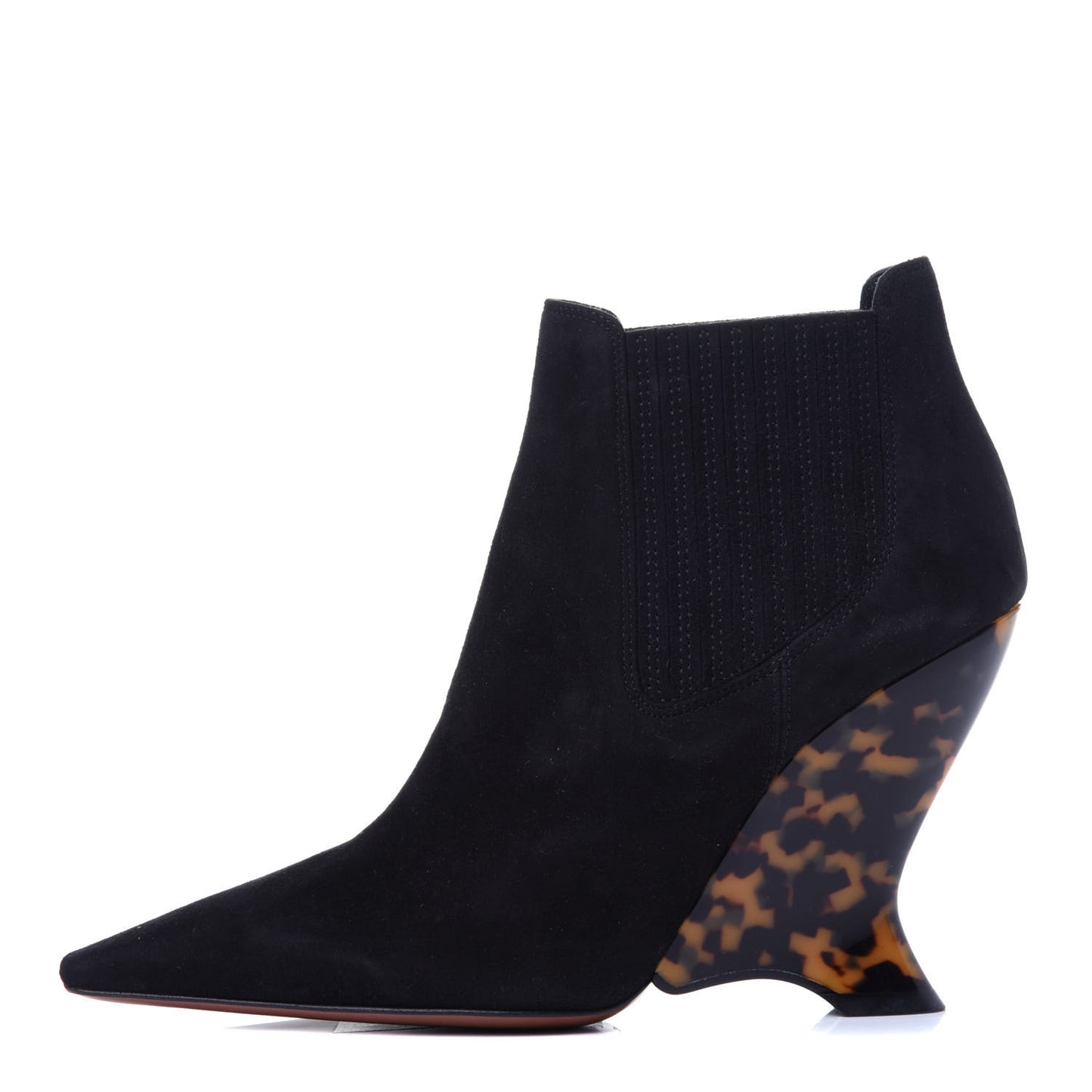 Suede Tortoise Wedge Ankle Boots 35 Black