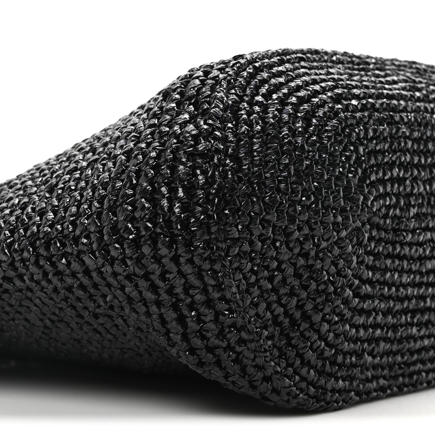 Raffia Woven Le Cagole Panier Tote Bag Black