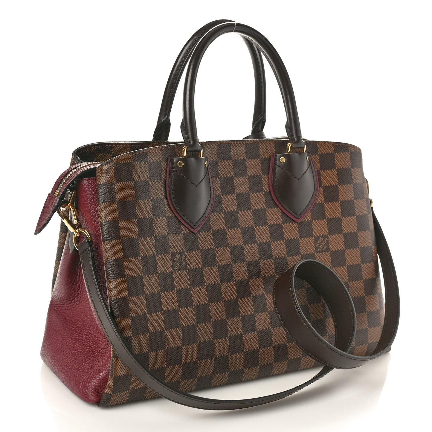 Cuir Taurillon Damier Ebene Normandy Bordeaux