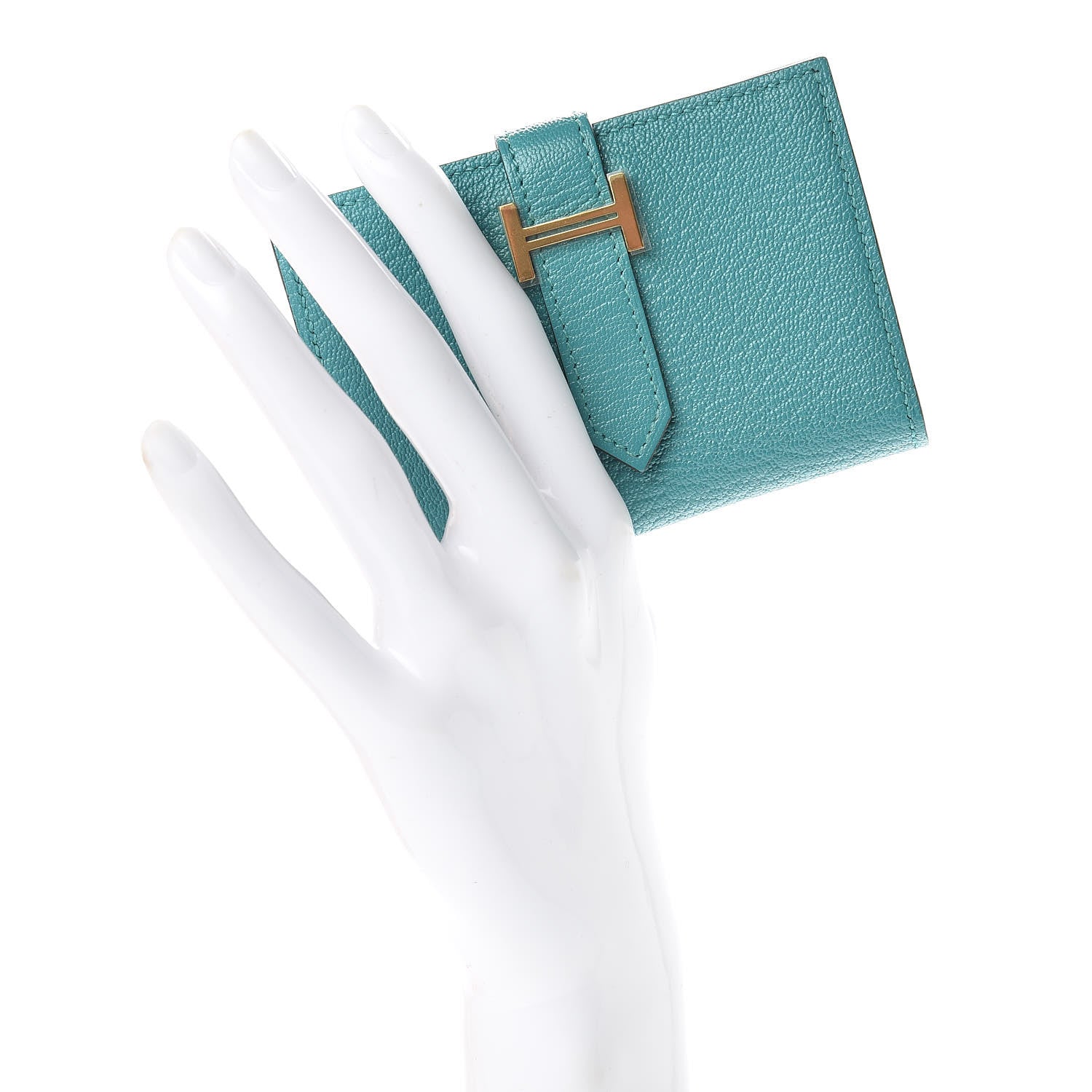 Hermes Chevre Mysore Mini Bearn Wallet Vert Verone 2 of 8