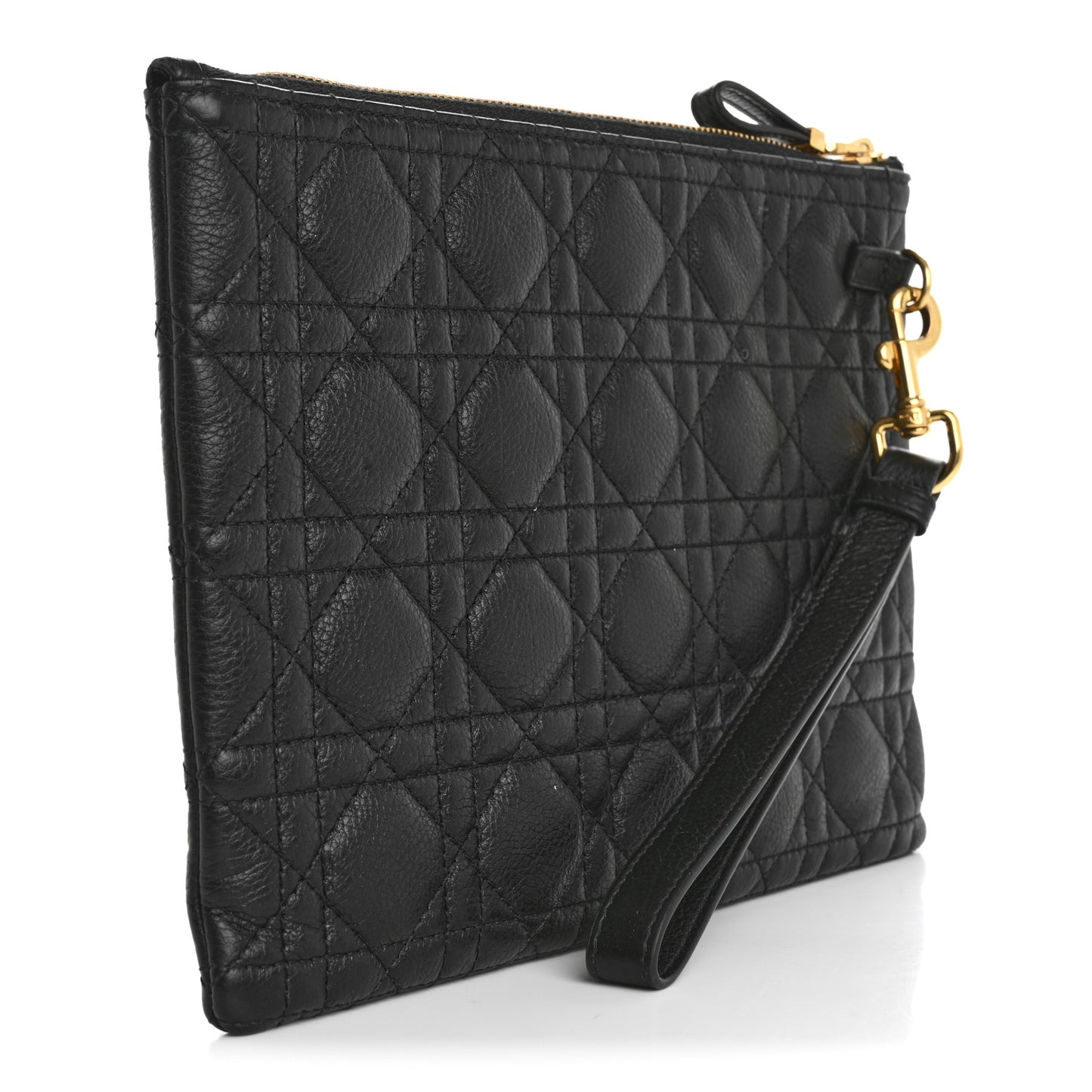 Supple Calfskin Cannage Medium Caro Daily Pouch Black