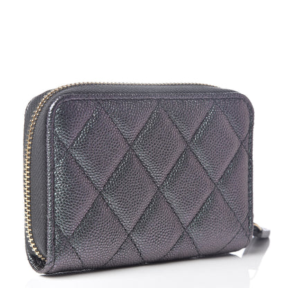 Chanel Iridescent Caviar Quilted Zip Coin Purse Black 3 of 7
