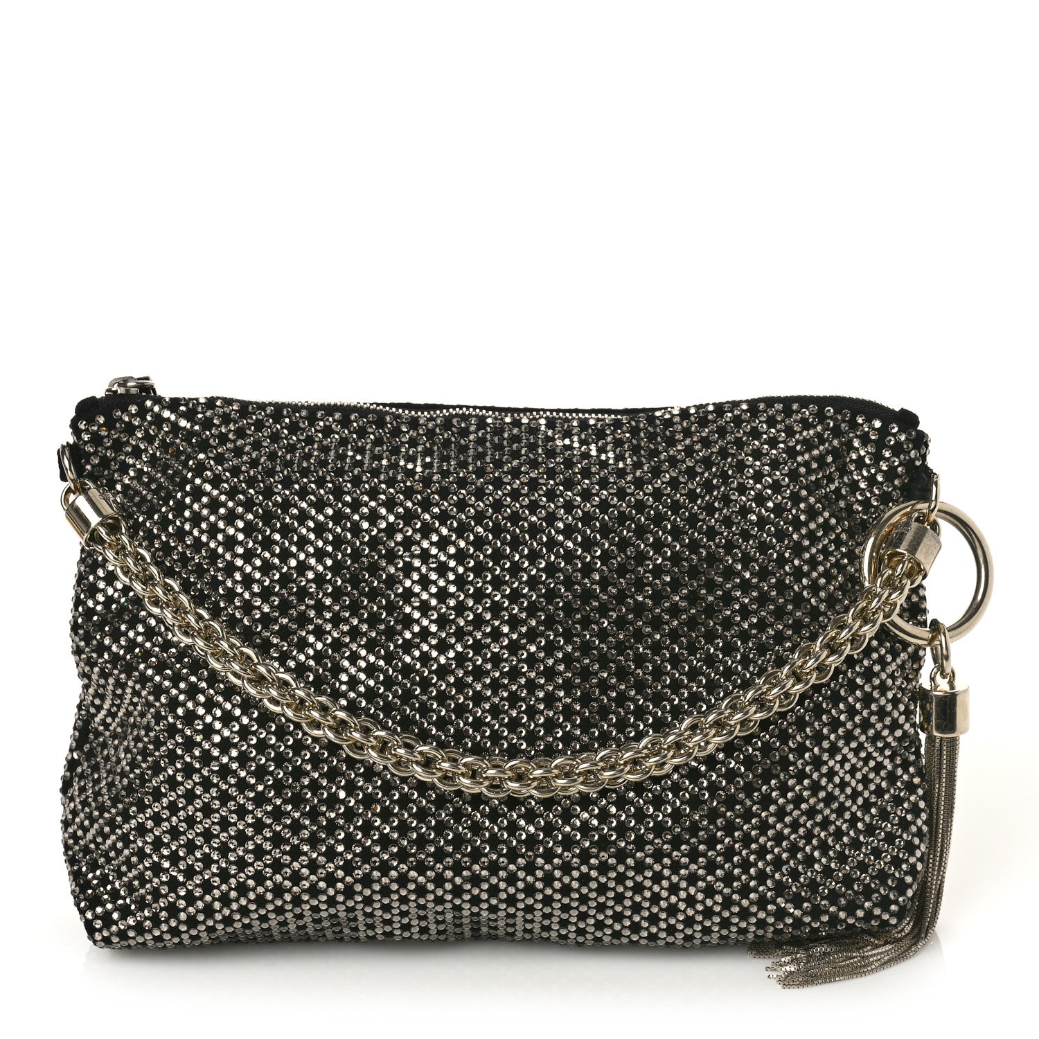 Jimmy Choo Suede Crystal Callie Tassel Shoulder Bag Silver 1 of 8
