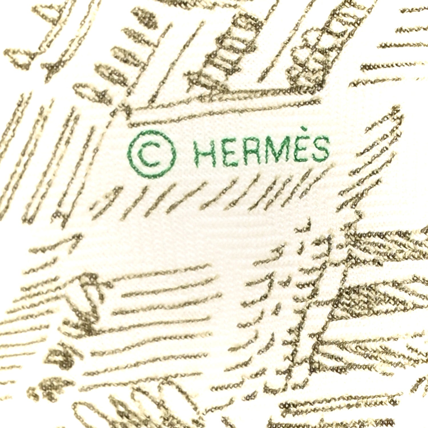Hermes Cashmere Silk La Nouvelle Cite Cavaliere Shawl 140 White Vert Vif Kaki 4 of 5