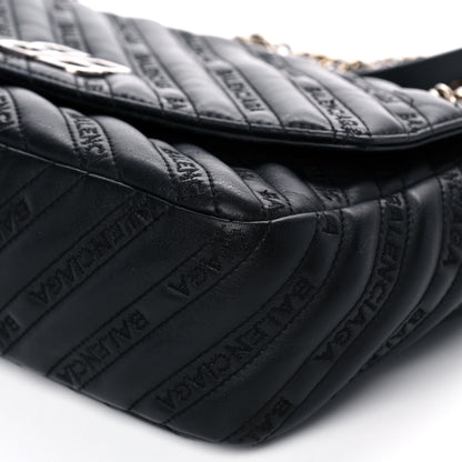 Balenciaga Calfskin Logo Matelasse M BB Chain Shoulder Bag Black 10 of 11