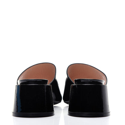 Gucci Patent Lexi Horsebit Mid-Heel Slide Sandals 40 Black 5 of 11
